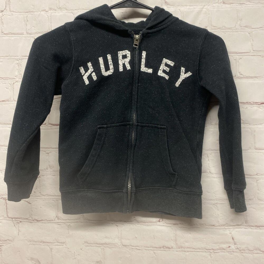Hurley Boys  Jacket Thermal Fit Hoodie Sz 6 Grey Logo Fleece Sweatshirt Active